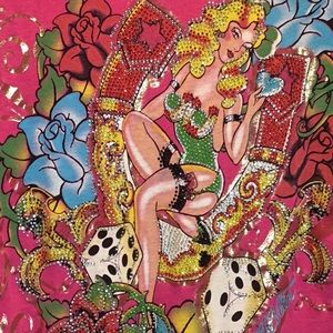 Hot Pink Graphic Tee w/metallic accents FUN